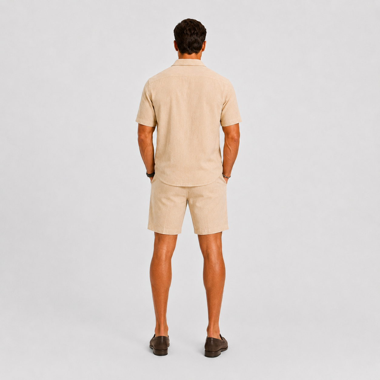 Men's Relaxed Linen Set with Camp-Collar Shirt