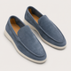 Men's rounded-toe slip-on loafers with flat light soles