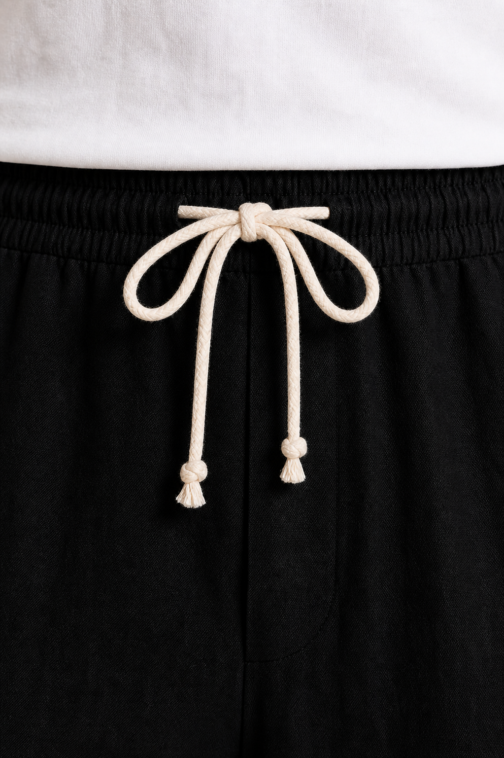 Men's Linen Trousers with Drawstring and Straight Leg