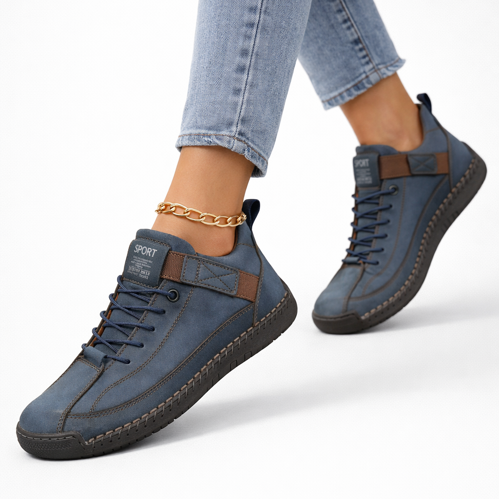 Low-top lace-up sneakers with contrast side panels