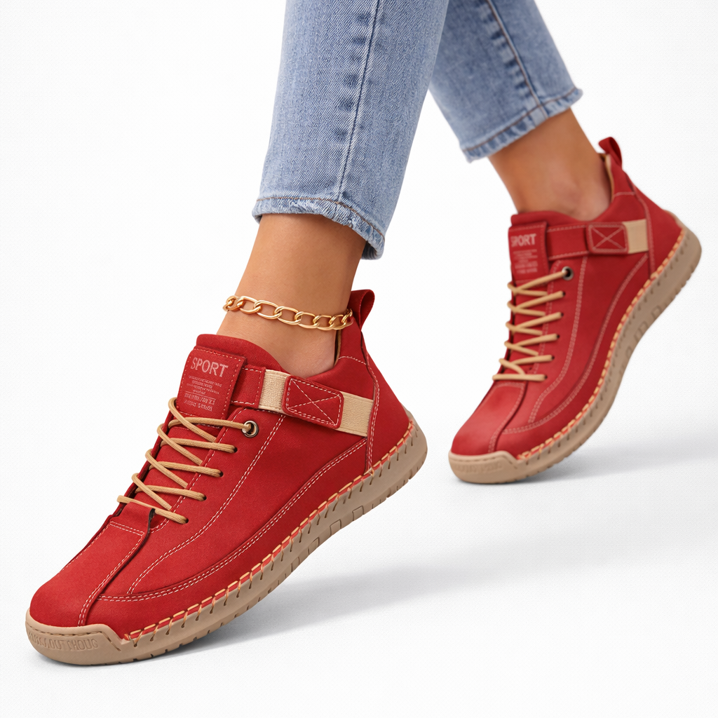 Low-top lace-up sneakers with contrast side panels