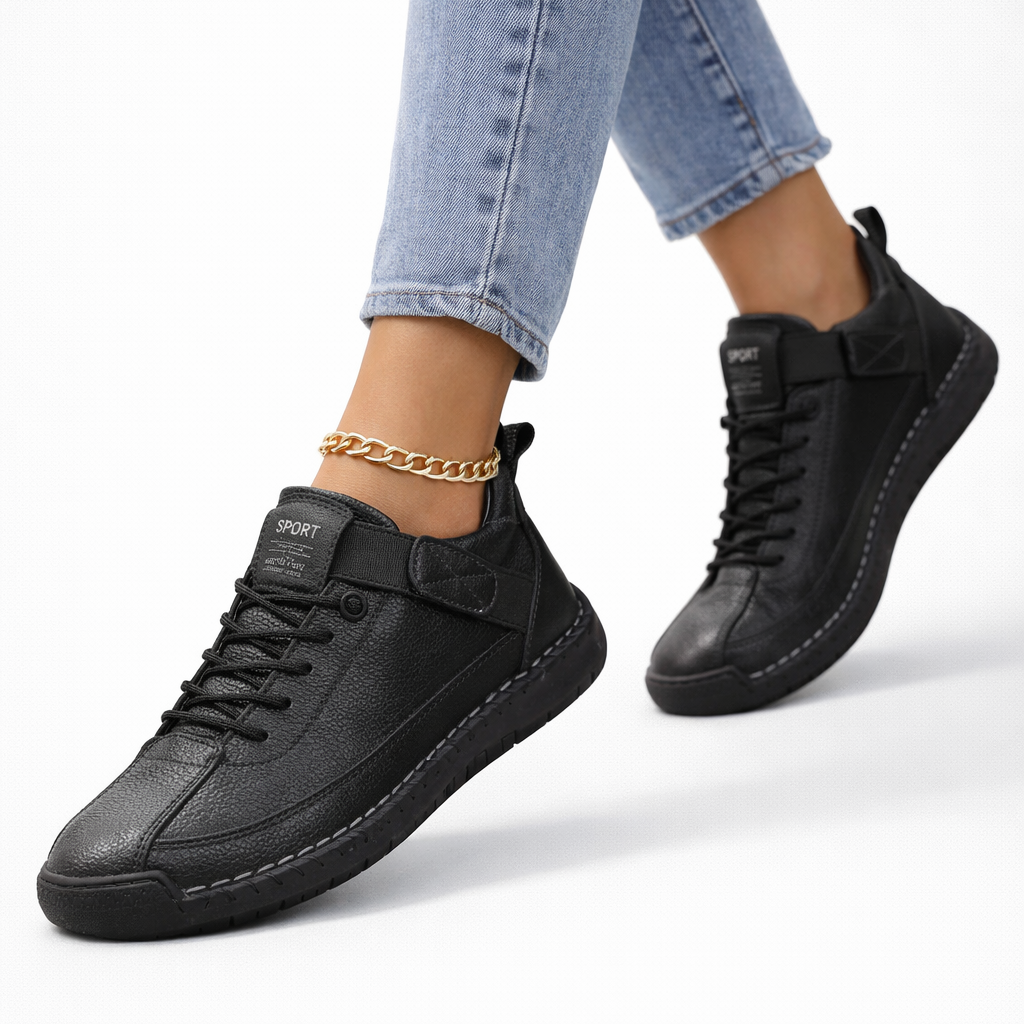 Low-top lace-up sneakers with contrast side panels