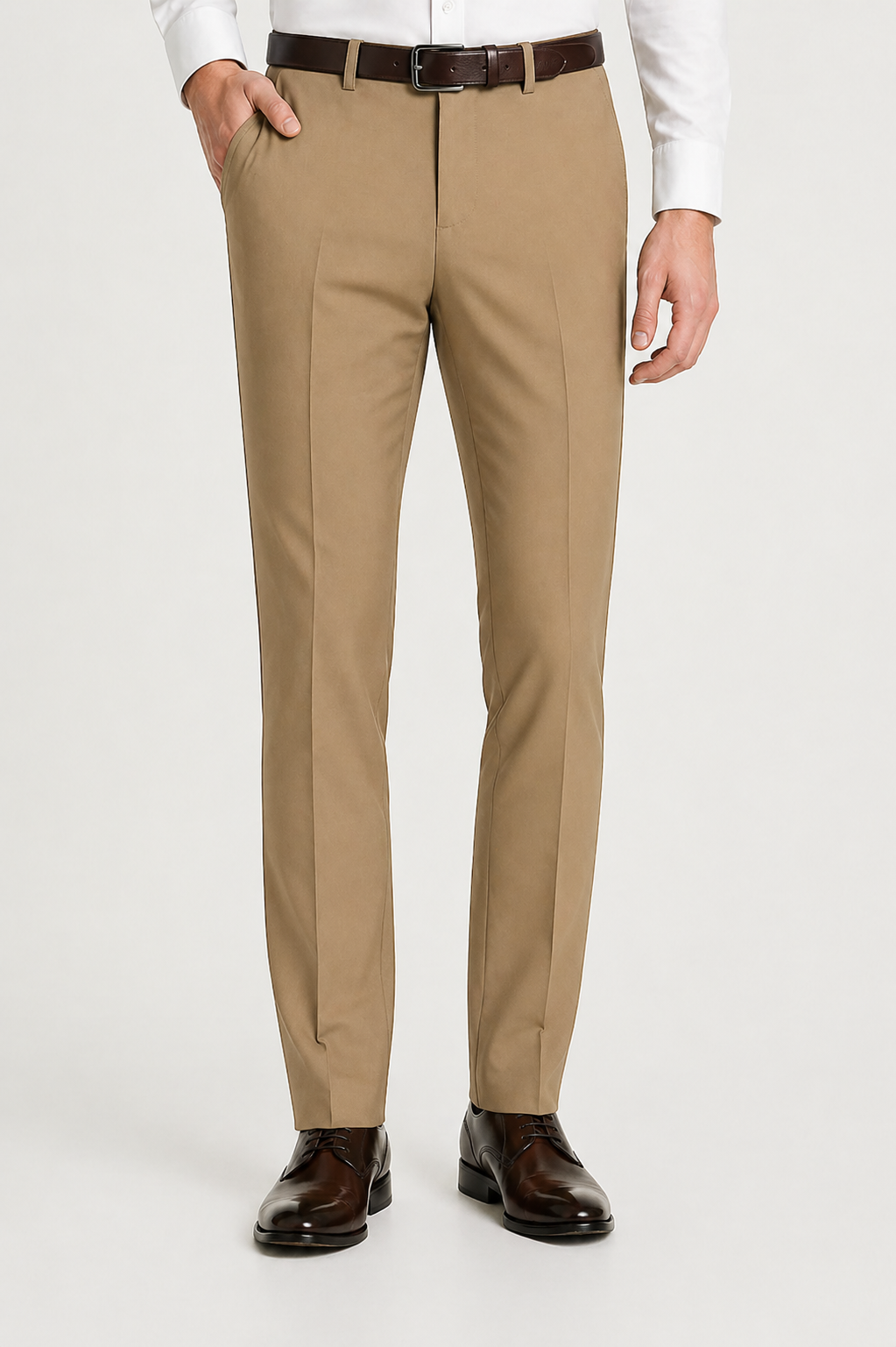 Men's Stretch Trousers with Elasticated Waist and Classic Cut