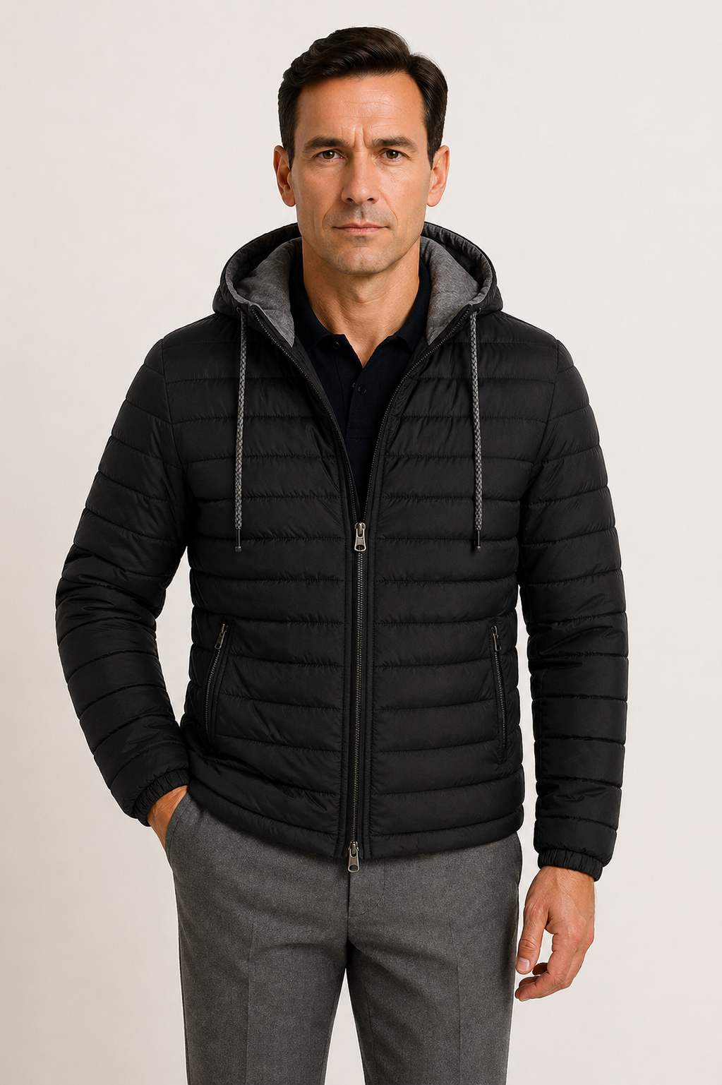 Men's Lightweight Quilted Jacket with Hood