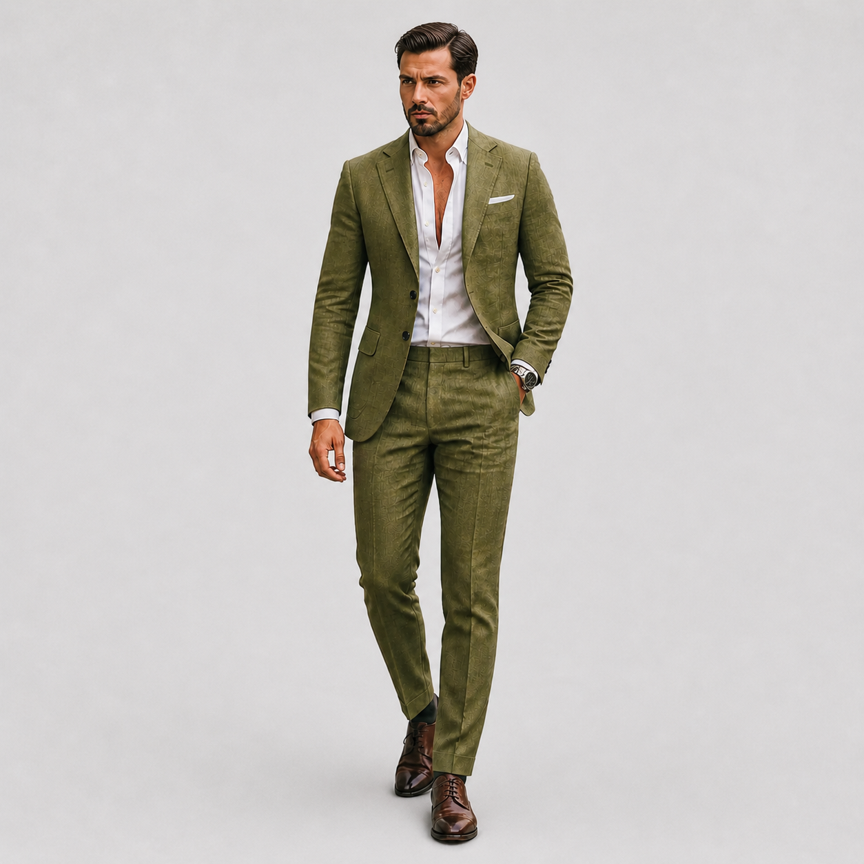 Men's Slim-Fit Linen Suit for Summer