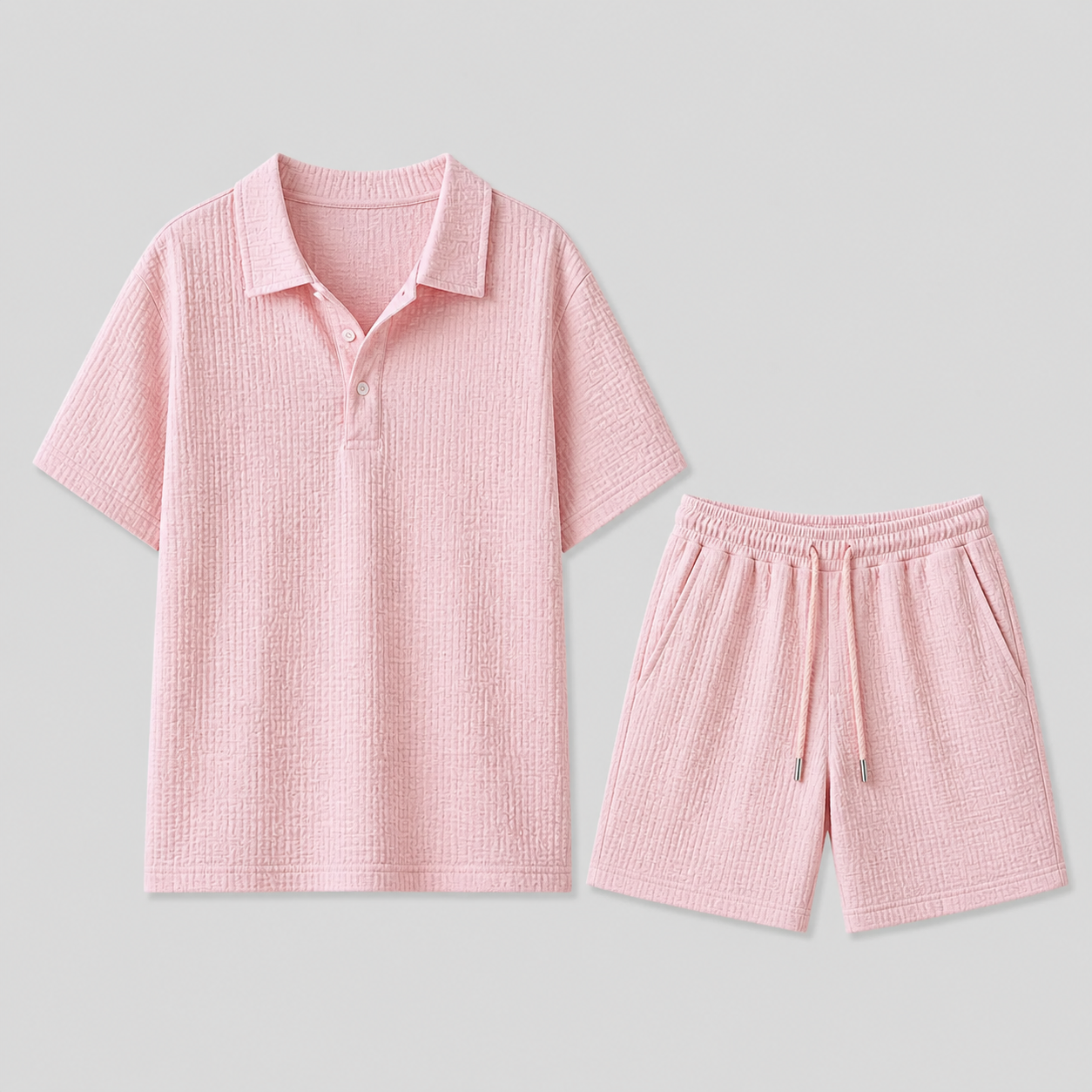 Men's Jacquard Shirt and Shorts Summer Set