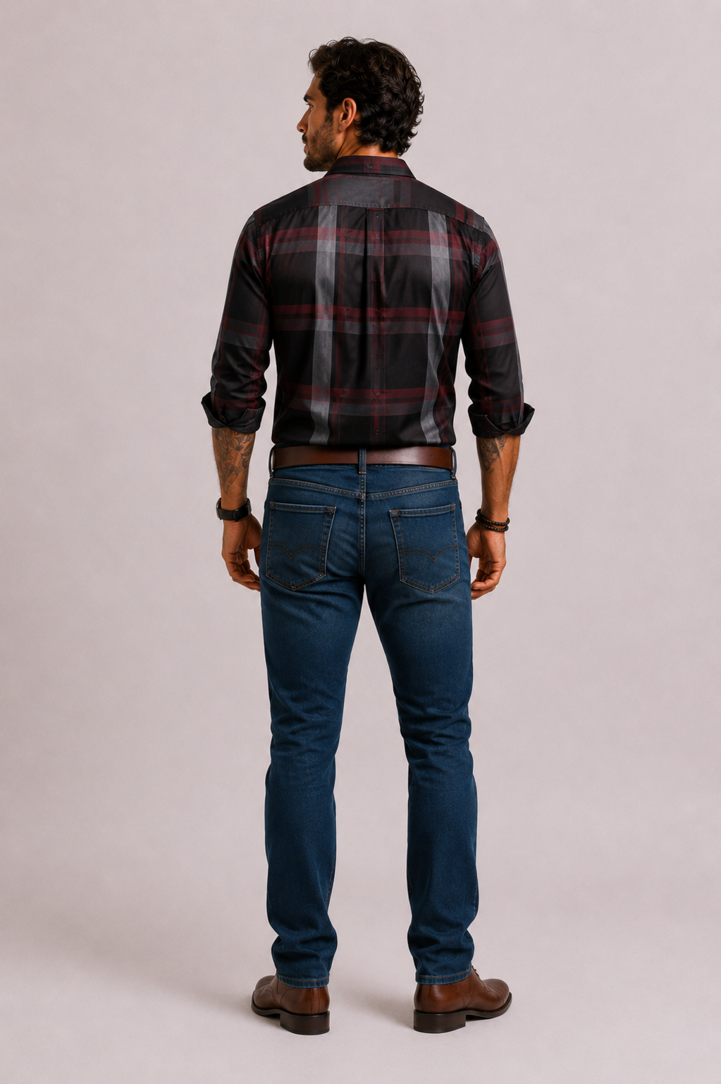 Men's Modern Checked Shirt with Long Sleeves