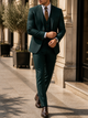 Men's three-piece suit with notch-lapel jacket and waistcoat