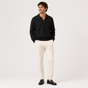 Men's textured knit polo jumper with collar, V-neckline and long sleeves
