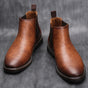 Men's Chelsea ankle boots with rounded toes, elastic side panels and flat soles