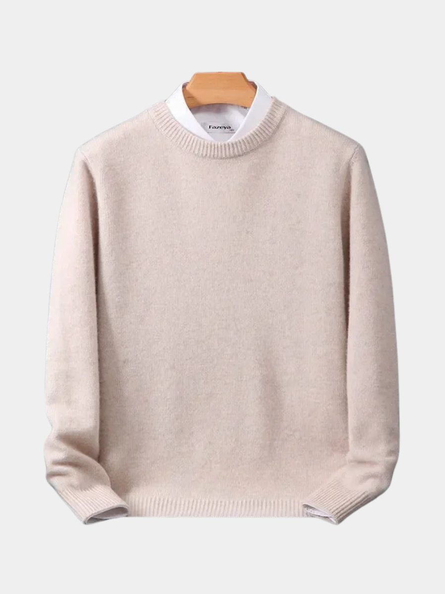 Men's plain crew neck sweater with long sleeves