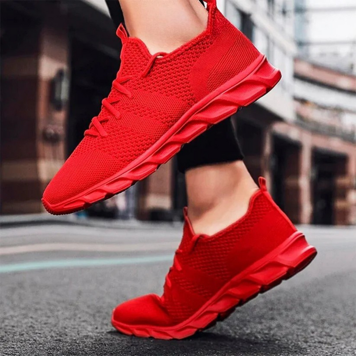 Men's Knit Mesh Trainers, Lace-Up Running Style Sneakers