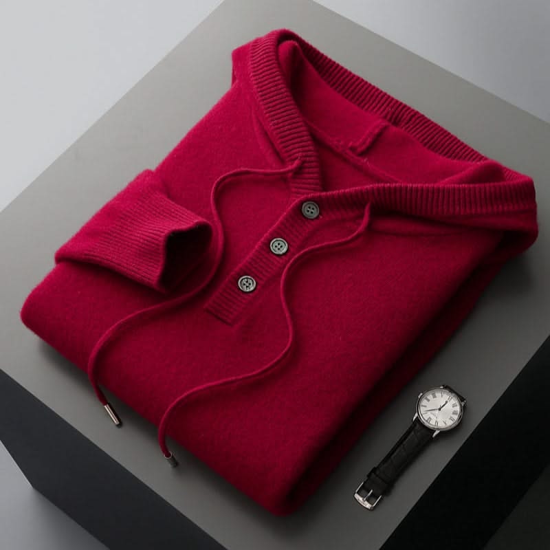 Button front hoodie with drawstring hood and ribbed trims
