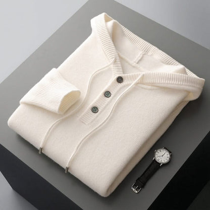 Button front hoodie with drawstring hood and ribbed trims