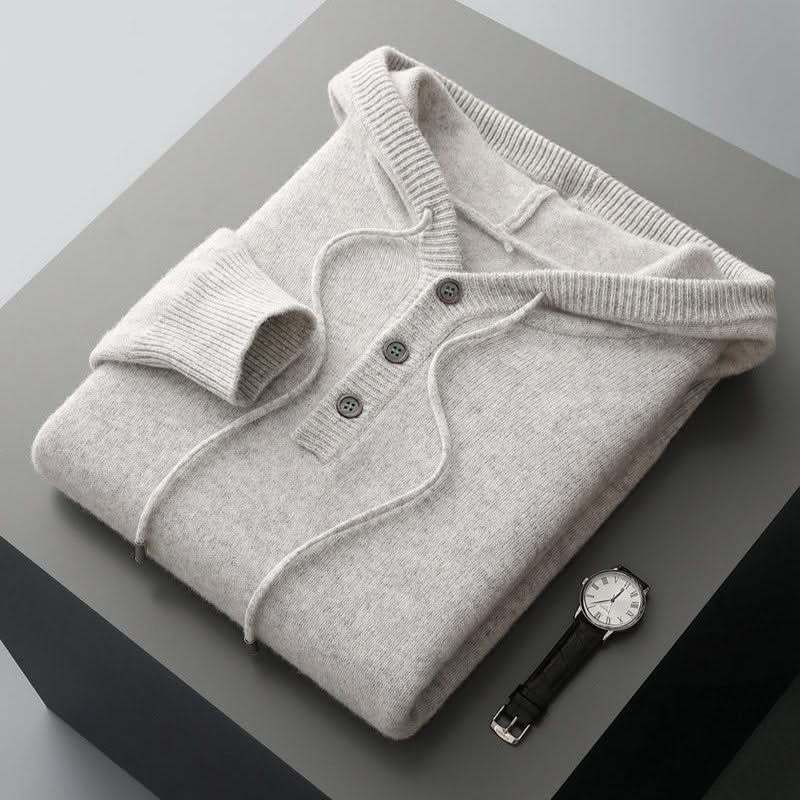 Button front hoodie with drawstring hood and ribbed trims