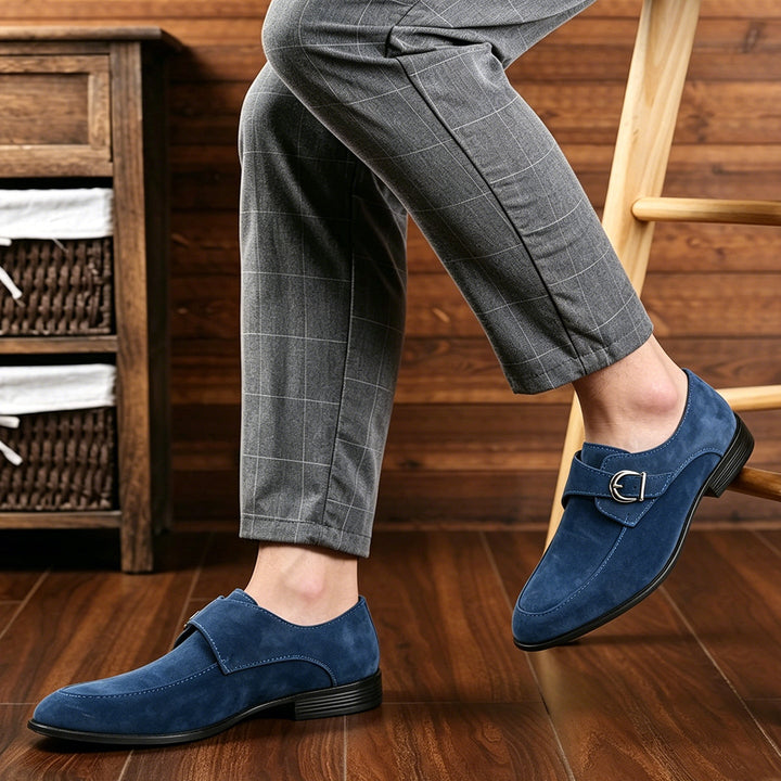 Monk-strap loafers with buckle fastening and low stacked heels