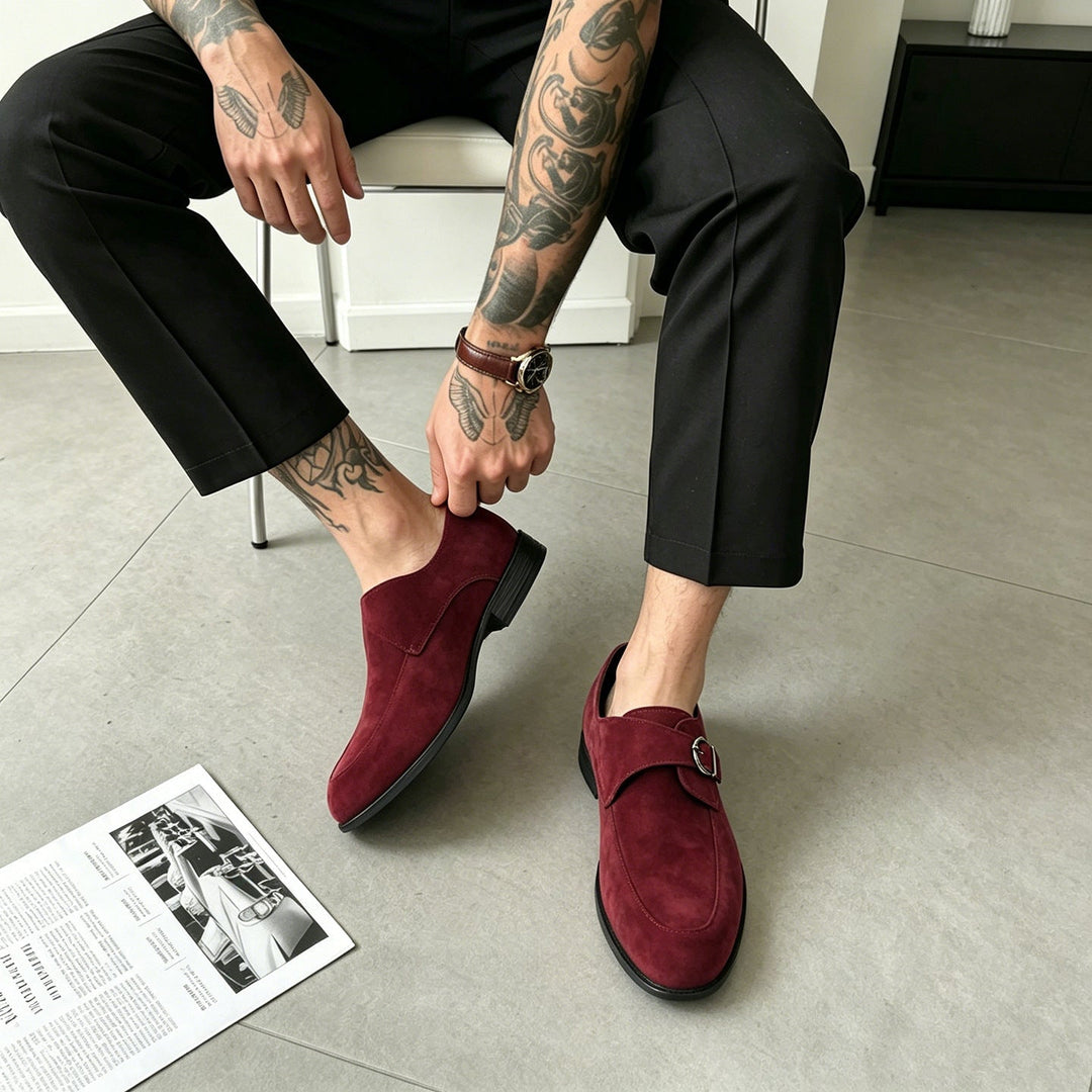 Monk-strap loafers with buckle fastening and low stacked heels