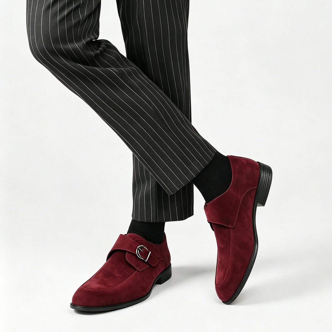 Monk-strap loafers with buckle fastening and low stacked heels