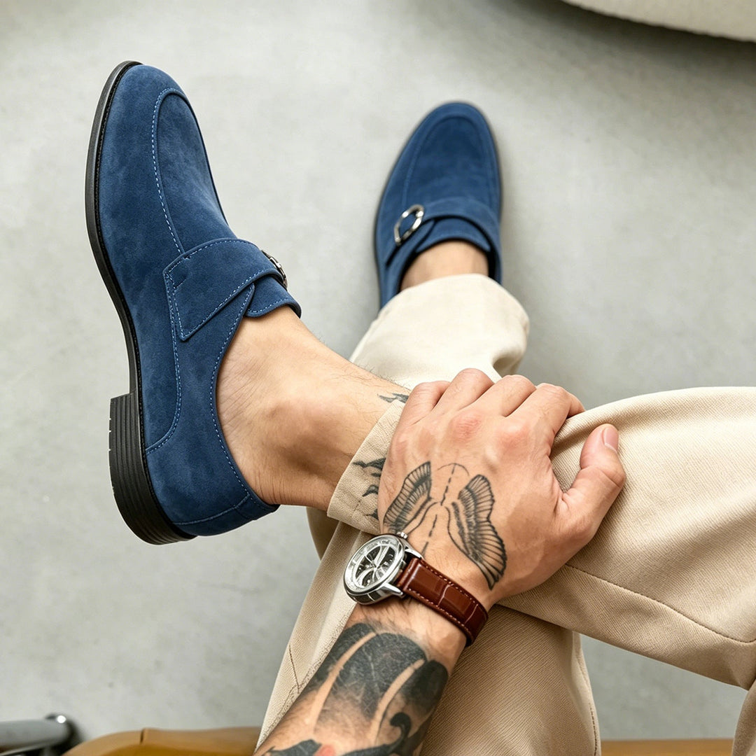 Monk-strap loafers with buckle fastening and low stacked heels
