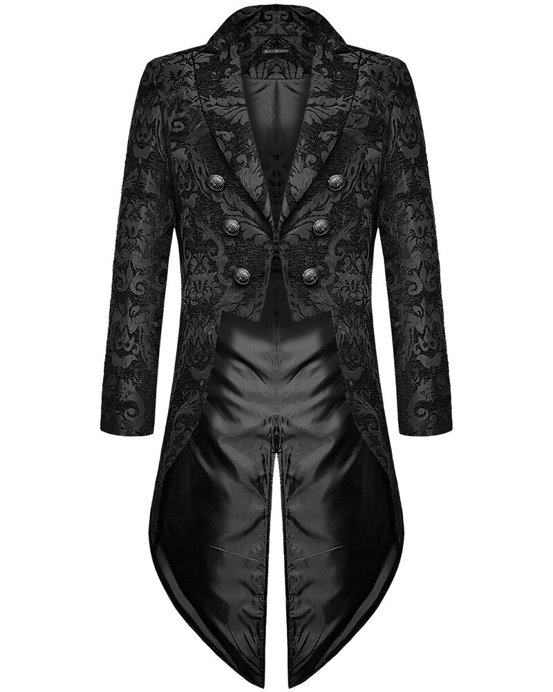 Men's gothic tailcoat with long sleeves and a structured longline cut