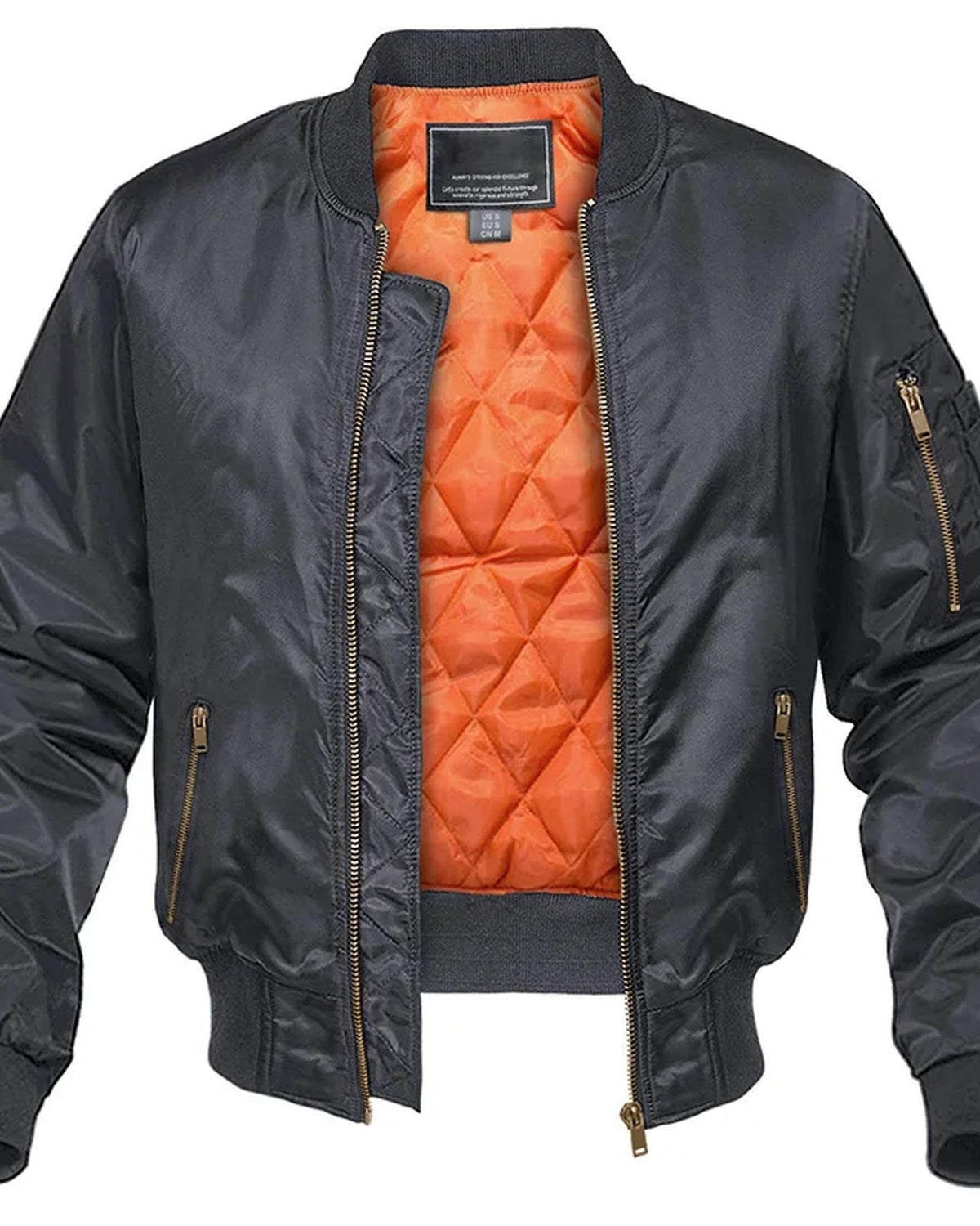 Men's bomber jacket with mock neck, front zip and multiple zipped pockets
