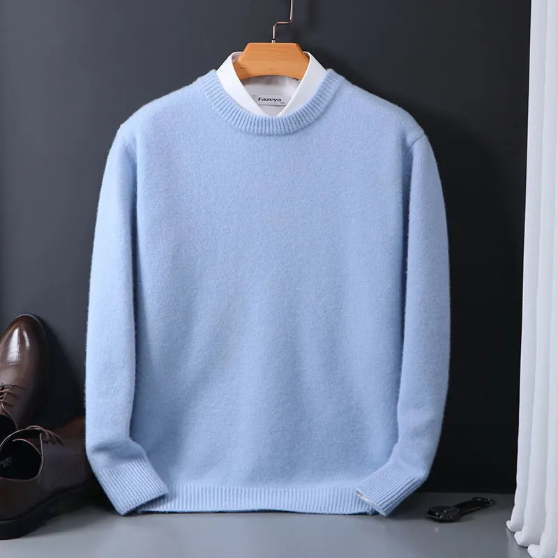 Solid crew neck jumper with long sleeves shown in multiple colours