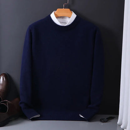 Solid crew neck jumper with long sleeves shown in multiple colours
