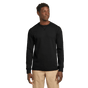 Men's crew neck long sleeve top with fine ribbed texture and ribbed cuffs