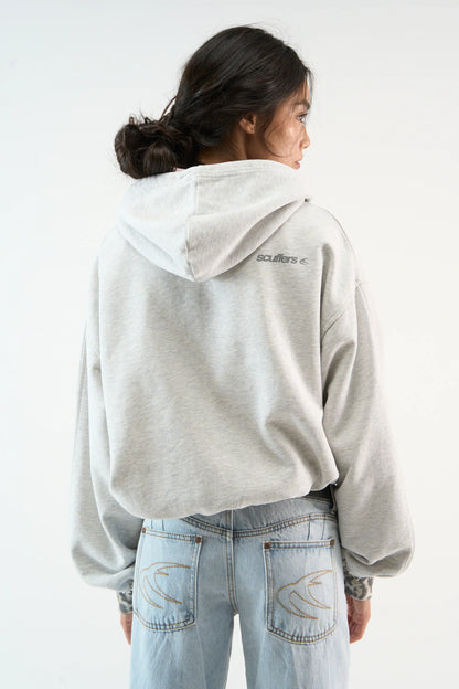 Distressed camouflage hoodie with hood, long sleeves and front pouch pocket