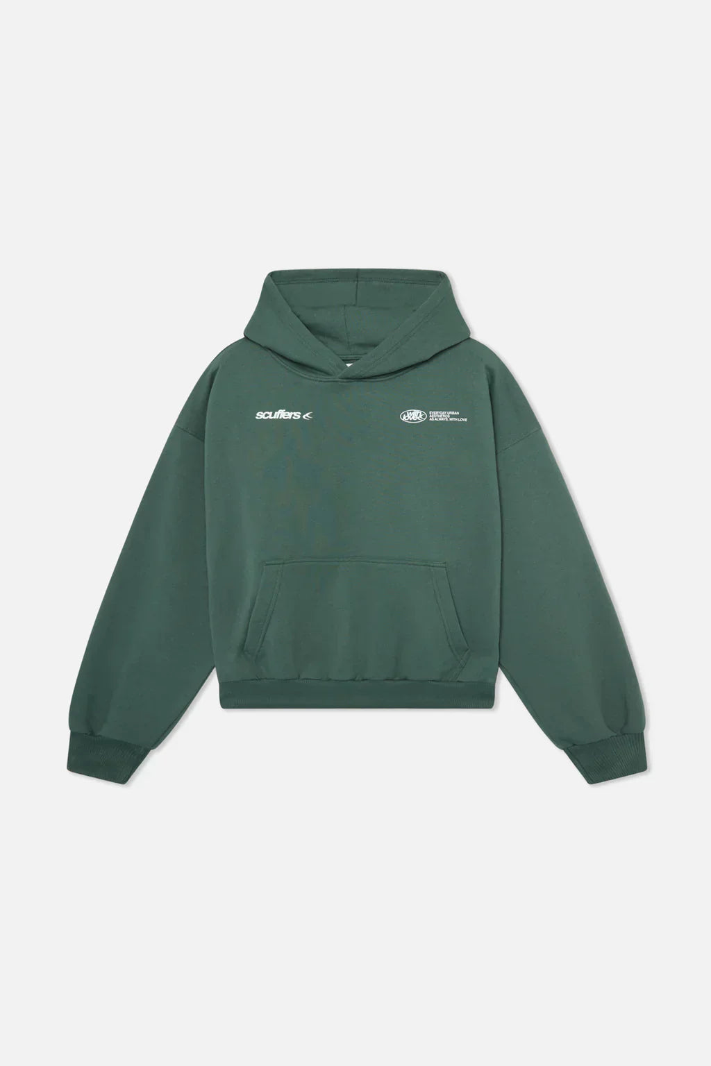 Men's pullover hoodie with hood and large back text graphic