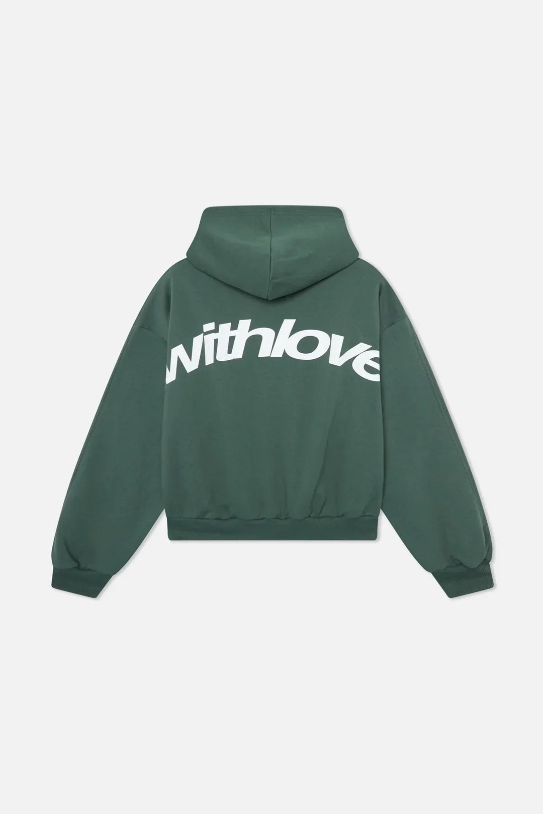 Men's pullover hoodie with hood and large back text graphic