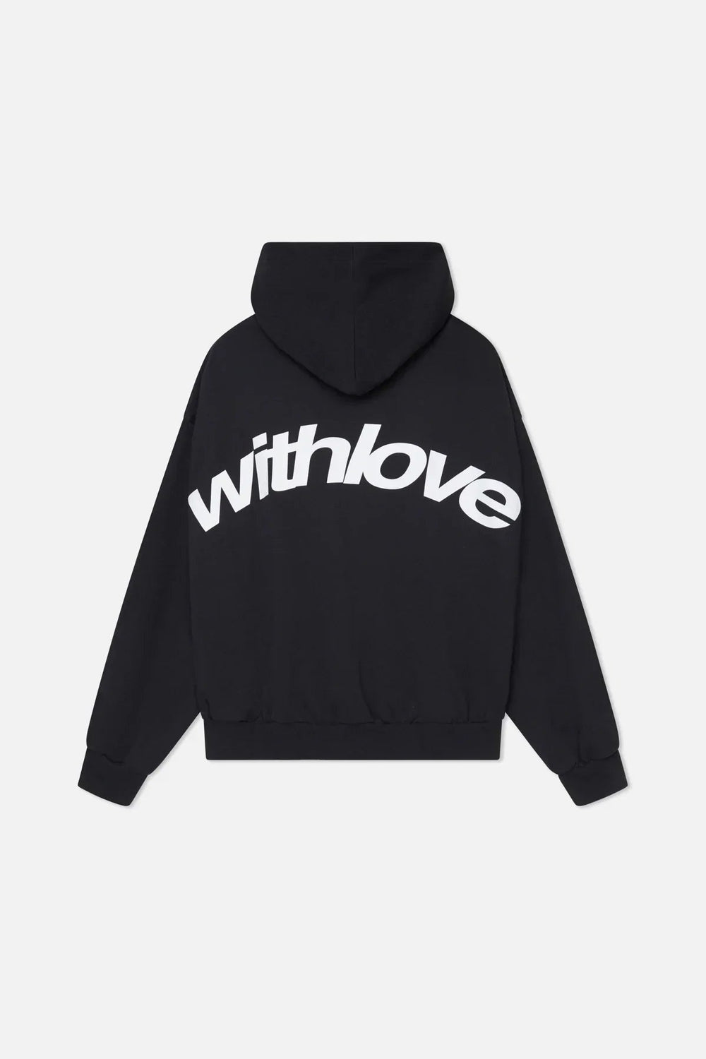 Men's pullover hoodie with hood and large back text graphic