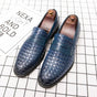 Men's woven slip-on loafers with almond toes and flat soles