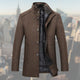 Men's long-sleeved button coat with stand collar and front pockets