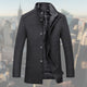 Men's long-sleeved button coat with stand collar and front pockets