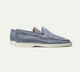 Men's slip-on loafers with moc-toe stitching and flat soles