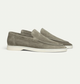 Men's slip-on loafers with moc-toe stitching and flat soles