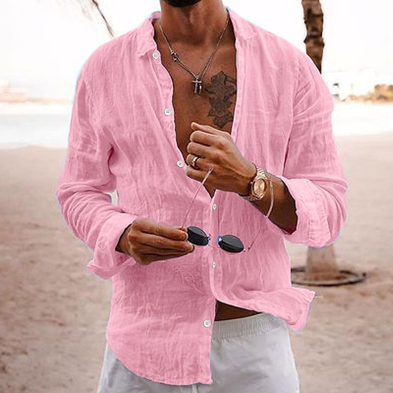 Men's Casual Shirt, Crinkle Weave, Long Sleeve, Open Collar