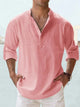 Men's Linen Shirt, Open Collar Relaxed Fit Lightweight Smart Casual Summer Shirt