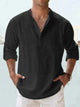 Men's Linen Shirt, Open Collar Relaxed Fit Lightweight Smart Casual Summer Shirt