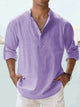 Men's Linen Shirt, Open Collar Relaxed Fit Lightweight Smart Casual Summer Shirt