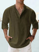 Men's Linen Shirt, Open Collar Relaxed Fit Lightweight Smart Casual Summer Shirt