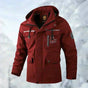 Men's hooded jacket with long sleeves, zip front and multiple utility pockets