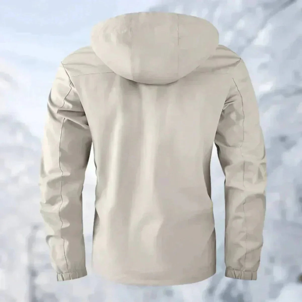 Men's hooded jacket with long sleeves, zip front and multiple utility pockets