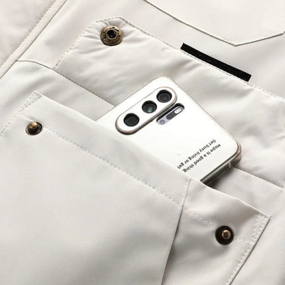 Men's hooded jacket with long sleeves, zip front and multiple utility pockets