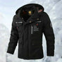 Men's hooded jacket with long sleeves, zip front and multiple utility pockets