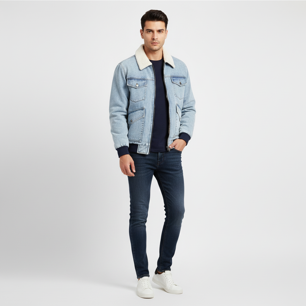 Men's casual jacket with zip closure and front pockets