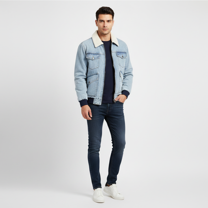 Men's casual jacket with zip closure and front pockets