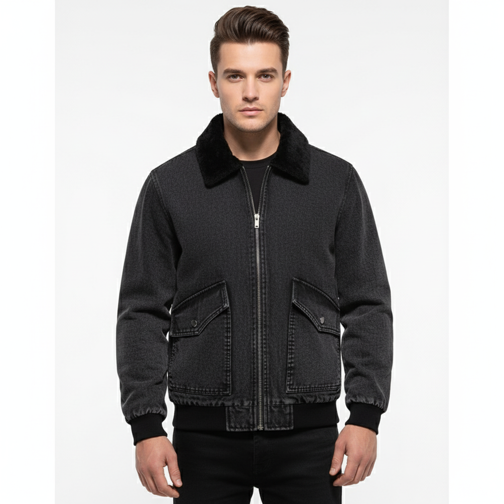 Men's casual jacket with zip closure and front pockets
