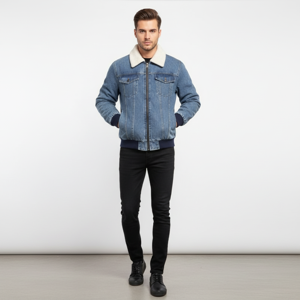 Men's casual jacket with zip closure and front pockets